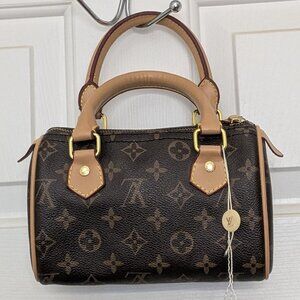 Louis Vuitton Monogram Mini Speedy Hand Bag Boston Bag Brown